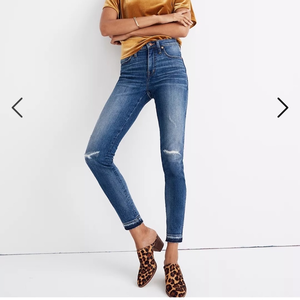 Madewell 24P 9" Mid-Rise Skinny Jeans in York Wash: Rip and Repair Edition EUC